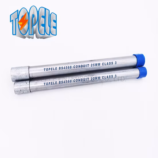 Tubo Conduit Fabricado en Acero Galvanizado BS 31 / BS 4568 / BS En 61386-21 Gi con 1 Acoplador y 1 Tapa